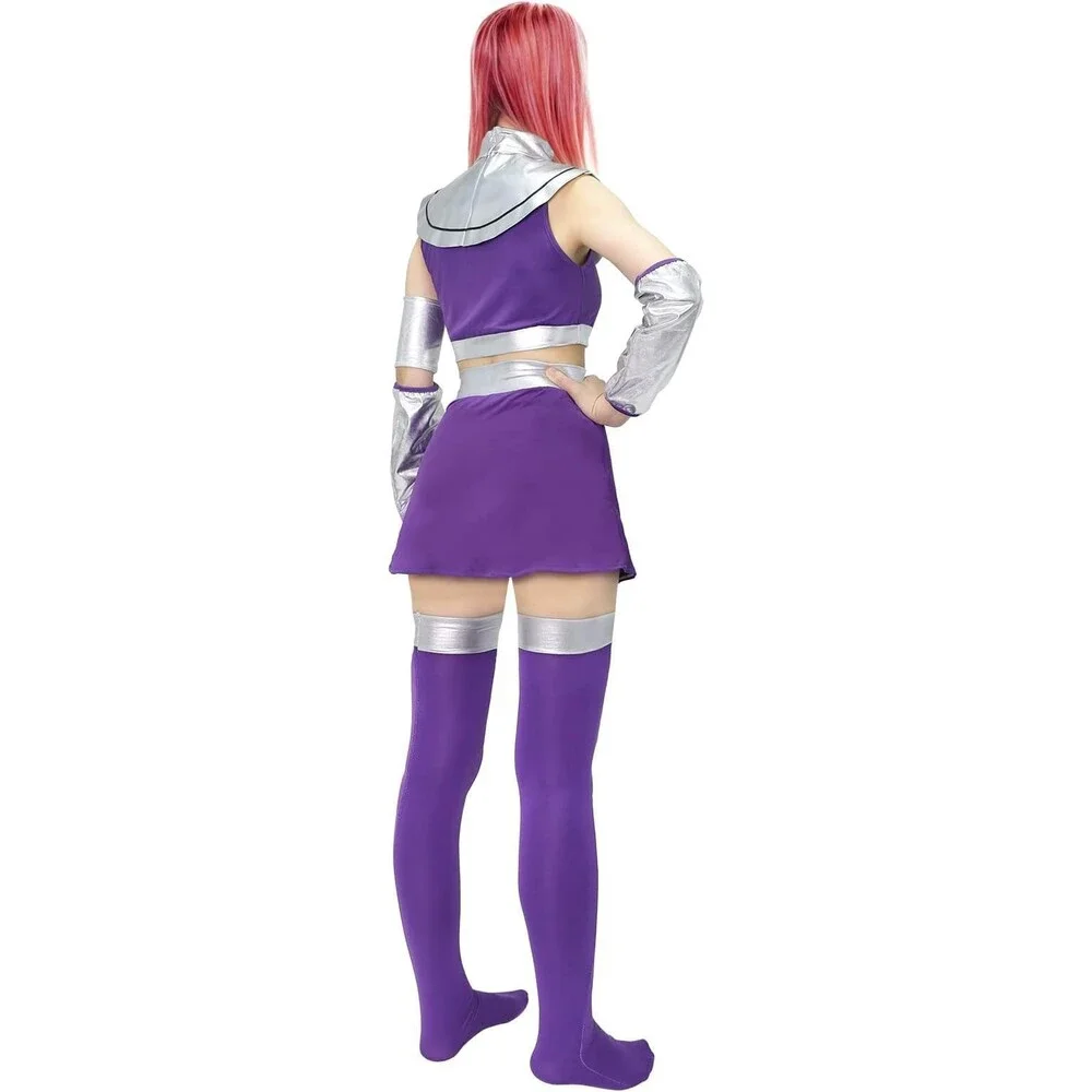 EJWCIG Starfire Costume Princess Women Raven Halloween Purple Bodysuit Outfit